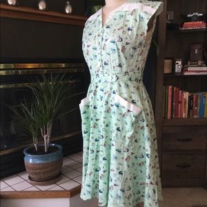 Unique Vintage Day Dress Mint Green Sailor XL NWOT